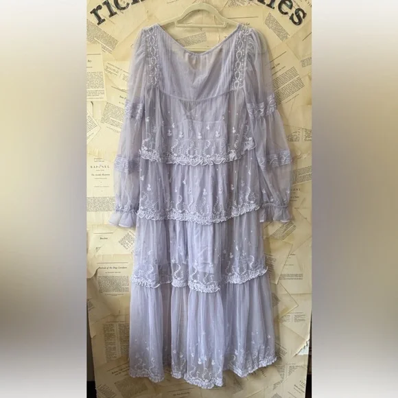 knitted dress long maxi summer Olivaceous Ria Taupe and White Striped Knit Maxi Dress - Size M main image 1
